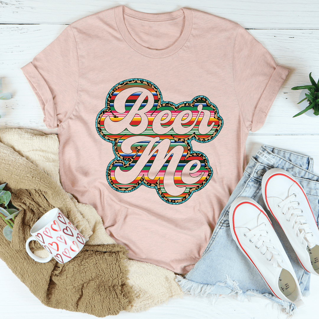 Beer Me Tee featuring a comfortable fit and vibrant design, made from soft ring-spun cotton.