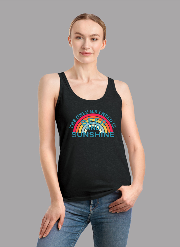 Beer & Sunshine Tank Top featuring a girlie fit and racer back style, made from quick-drying Neoteric™ fabric.