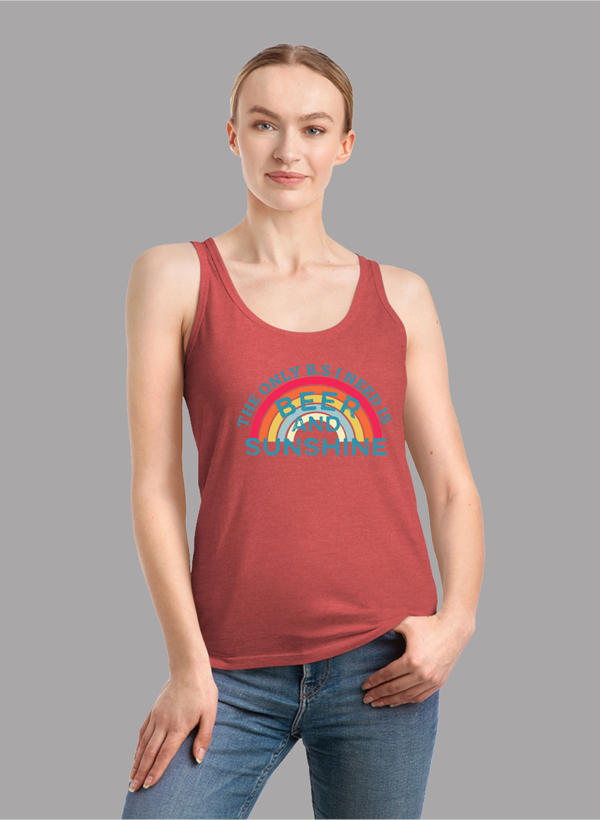 Beer & Sunshine Tank Top featuring a girlie fit and racer back style, made from quick-drying Neoteric™ fabric.