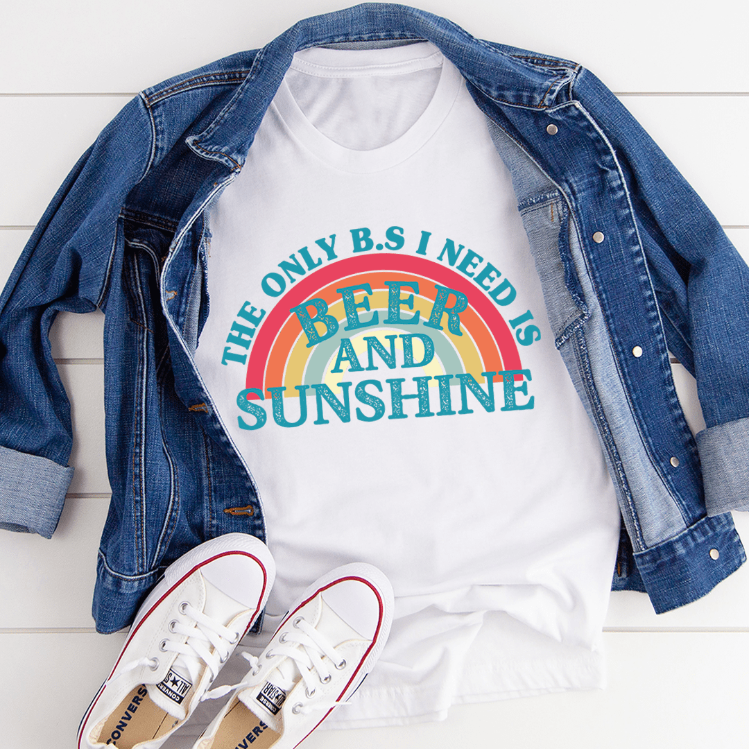 Beer & Sunshine T-Shirt made from soft ring-spun cotton, featuring double stitching for durability and a vibrant design.