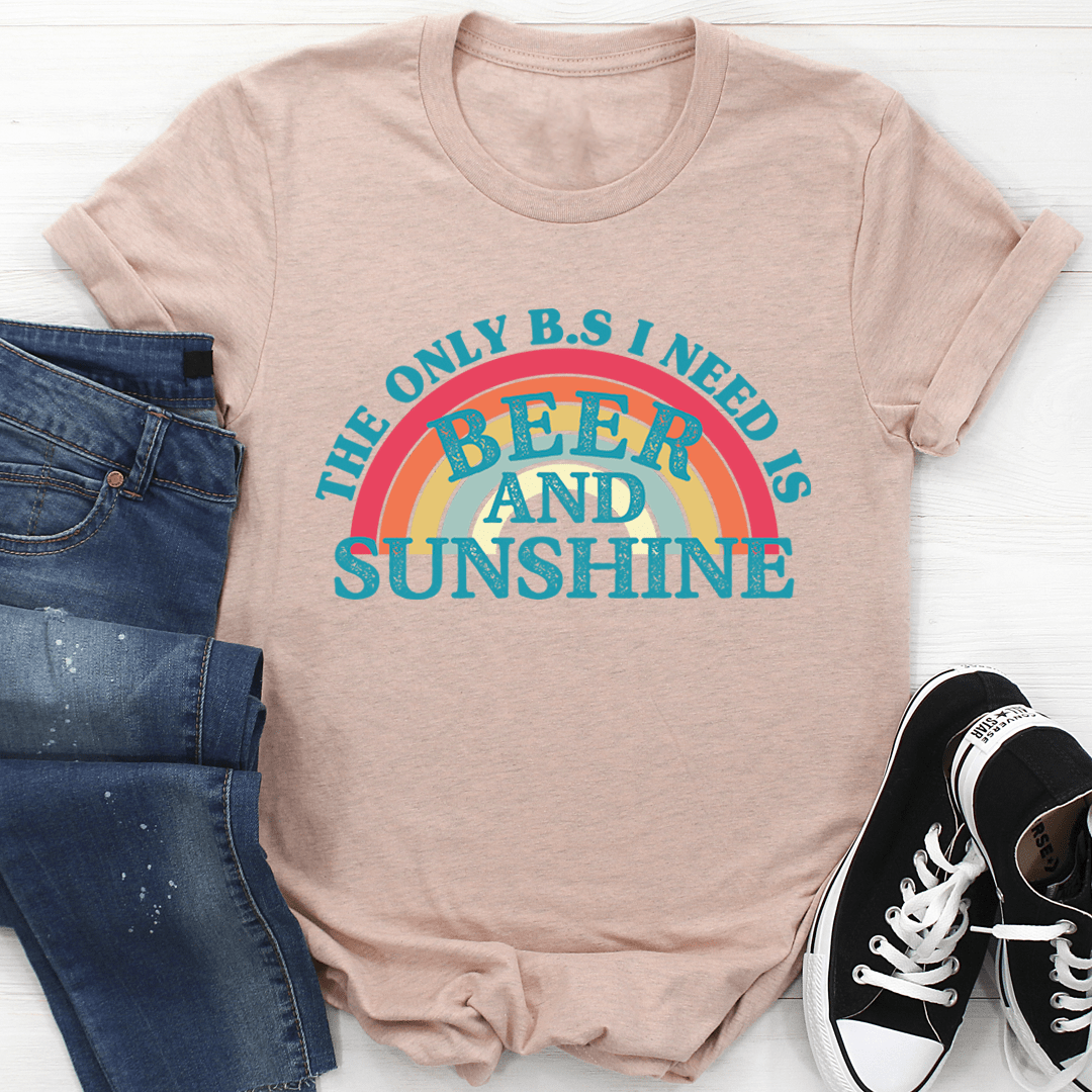 Beer & Sunshine T-Shirt made from soft ring-spun cotton, featuring double stitching for durability and a vibrant design.