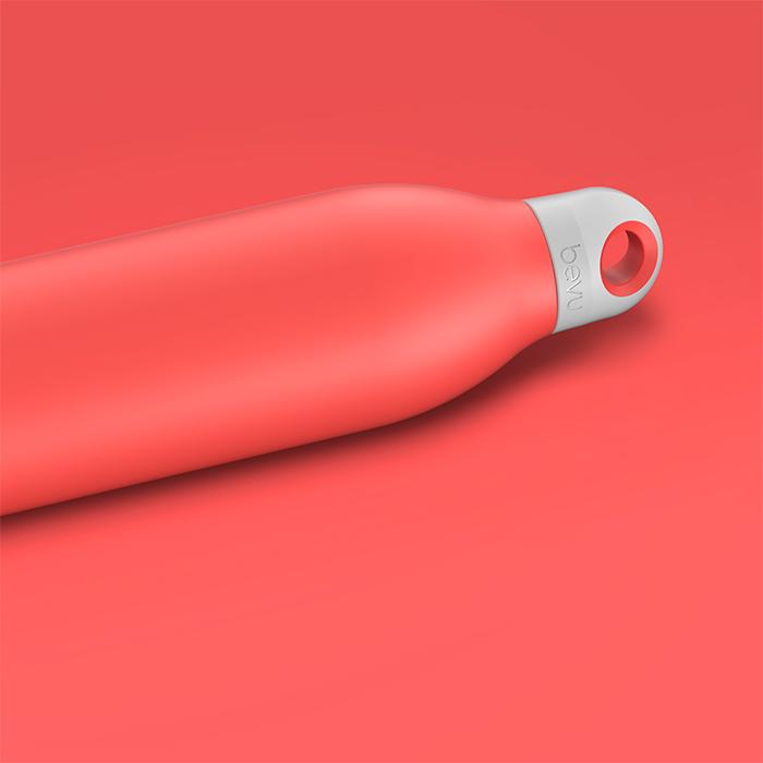 Bevu® DUO Insulated Bottle in Coral color, showcasing its sleek design and ergonomic grip.