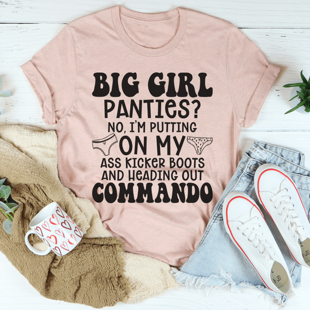 A stylish Big Girl Panties Tee made from soft ring-spun cotton, featuring double stitching for durability, available in various sizes.