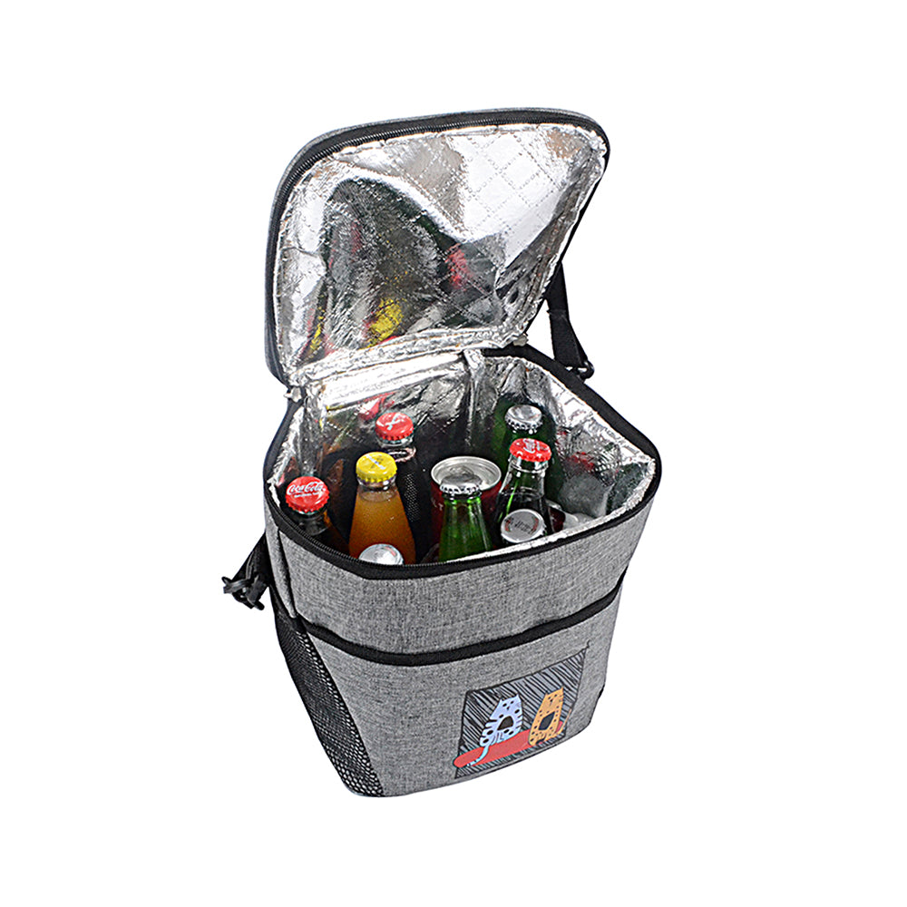 Biggdesign Cats Kühltasche in grau, 10 L, mit gepolsterten Griffen und verstellbarem Schultergurt, ideal für Picknick und Reisen.