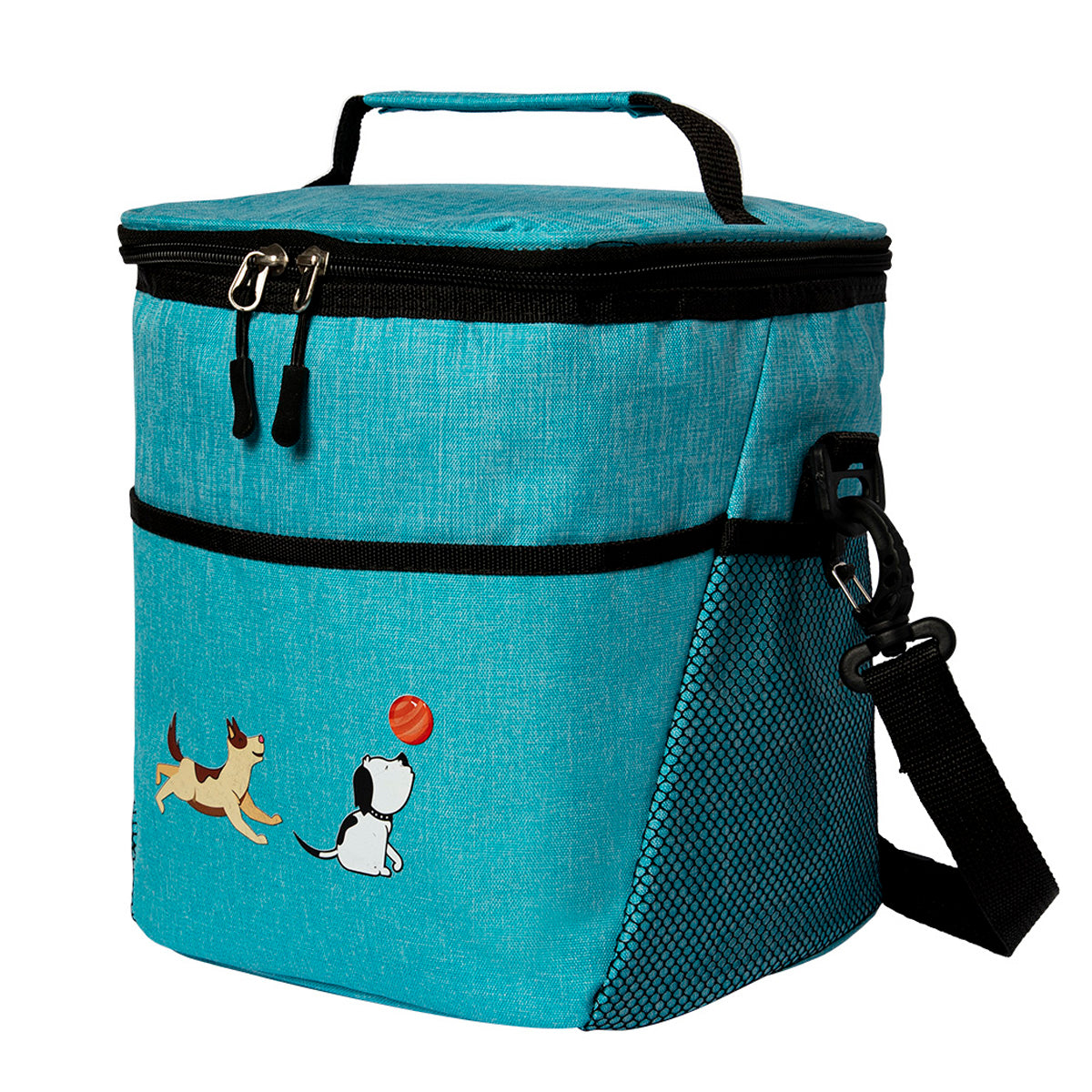 Biggdesign Dogs Kühltasche in Türkis, 10 L, mit isolierter Innenfolie und praktischen Taschen für Picknick und Reisen.