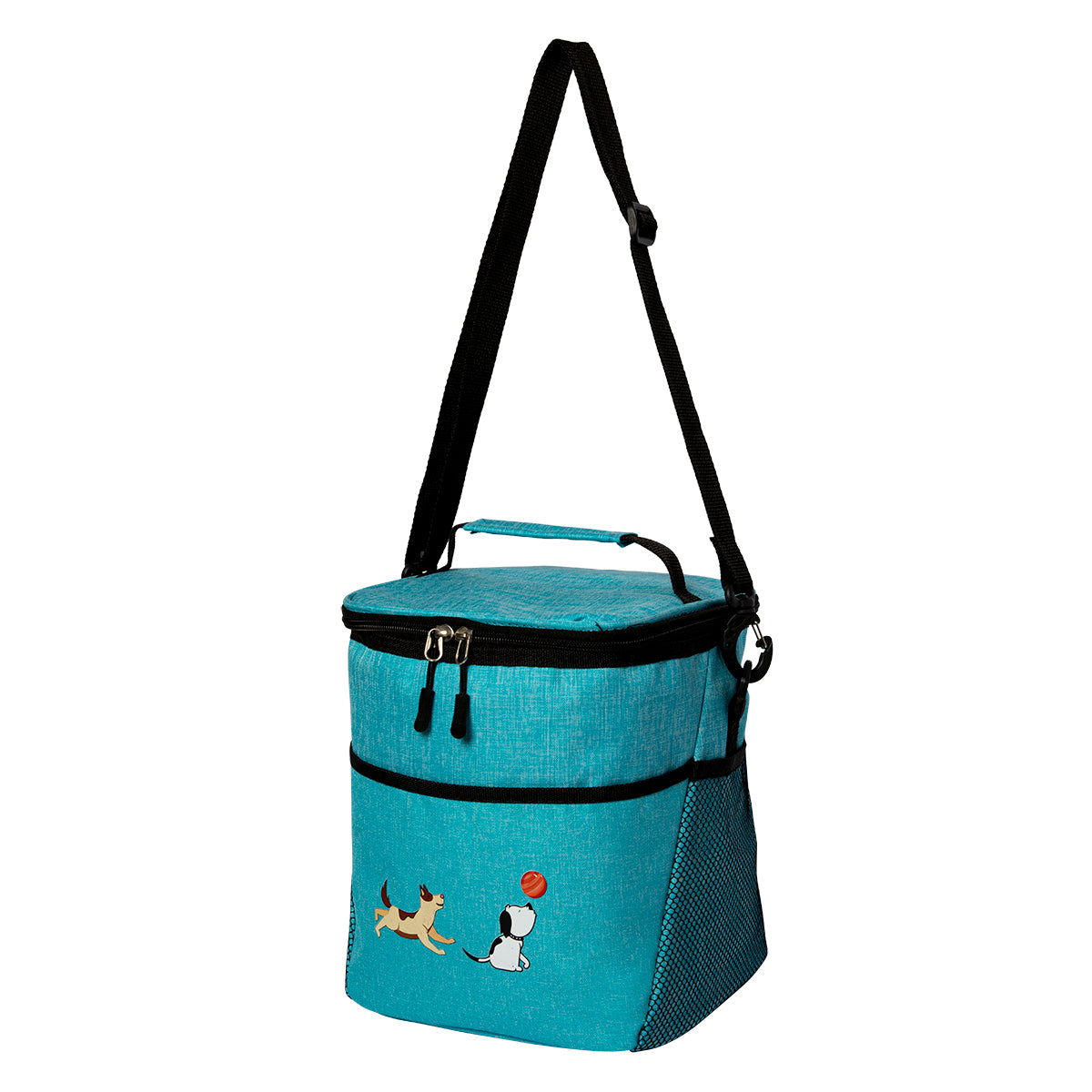 Biggdesign Dogs Kühltasche in Türkis, 10 L, mit isolierter Innenfolie und praktischen Taschen für Picknick und Reisen.