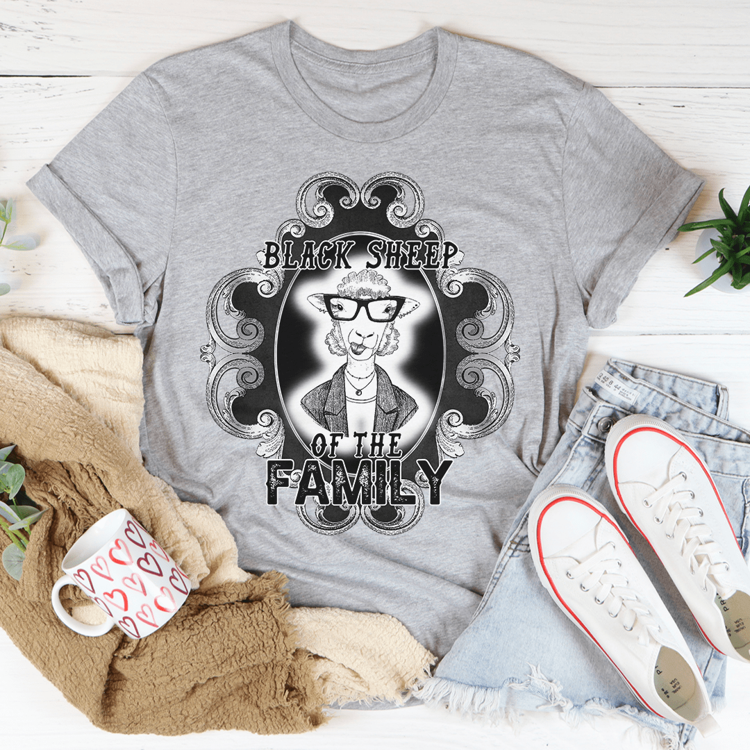 Black Sheep Of The Family T-Shirt featuring a bold design on soft, durable cotton fabric.