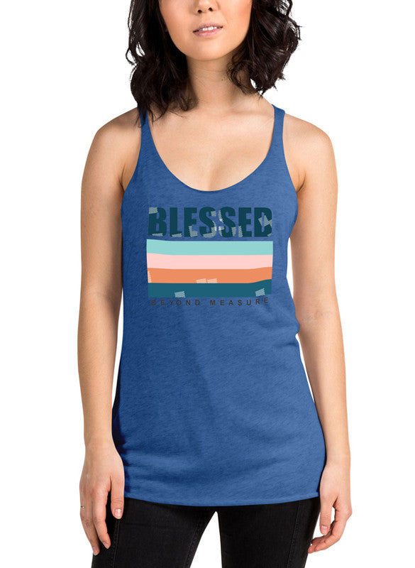 Blessed Women Tank Top in various colors with racer back design and curved hem.