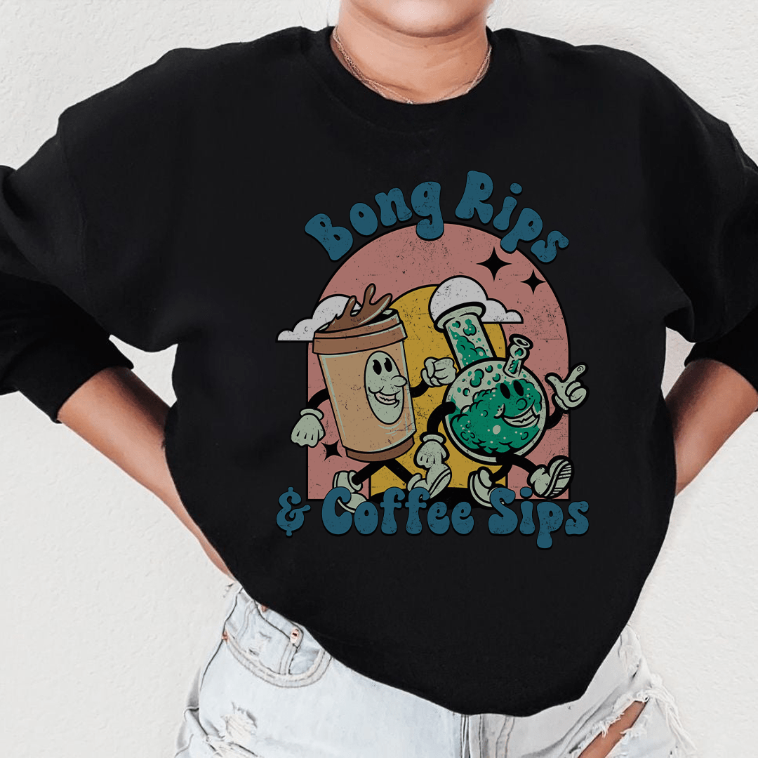 Bong Rips & Cotton Sips hoodie featuring a cozy fleece lining and adjustable cuffs, designed by top artists.