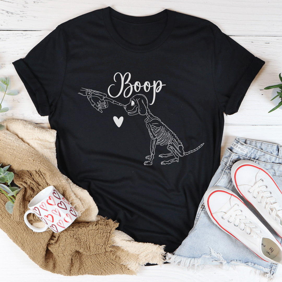 A cute dog-themed t-shirt featuring a playful design, made from soft ring-spun cotton with double stitching for durability.