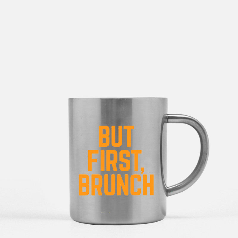 Elegant gold and silver ceramic mug designed for brunch, featuring a stylish metallic coating.