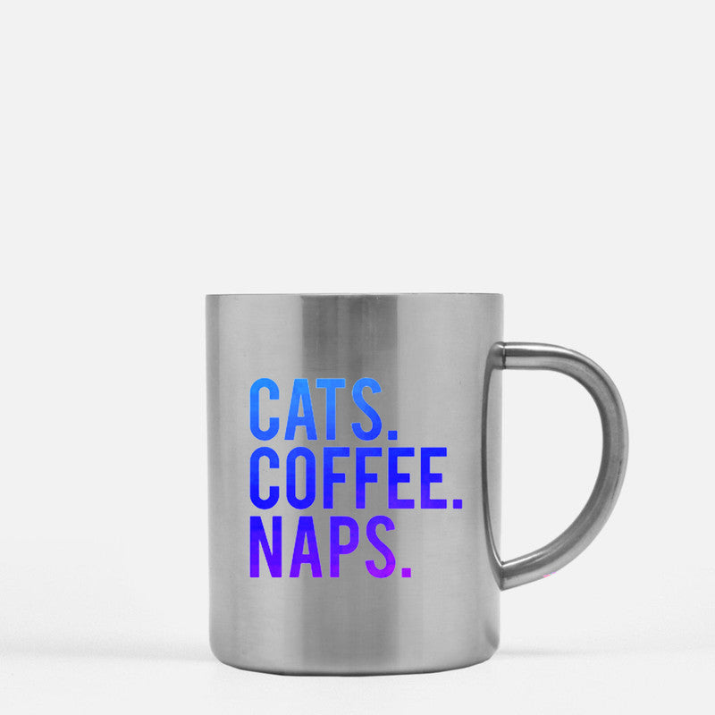 Cats Coffee Naps Gold & Silver Mug with elegant design and gold metallic coating, perfect for cat lovers.