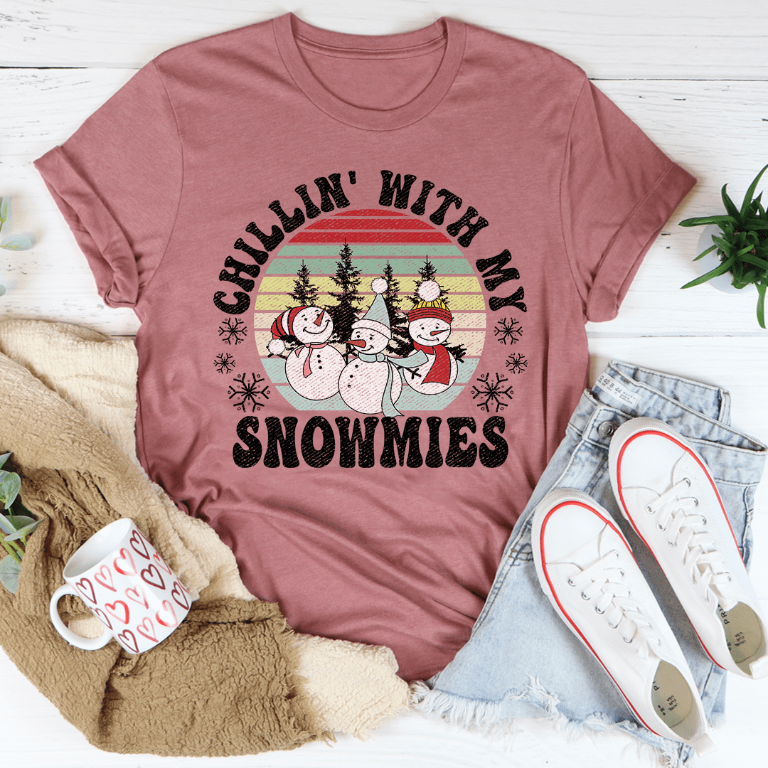 Chillin' With My Snowmies Tee featuring playful graphics on a soft cotton fabric.