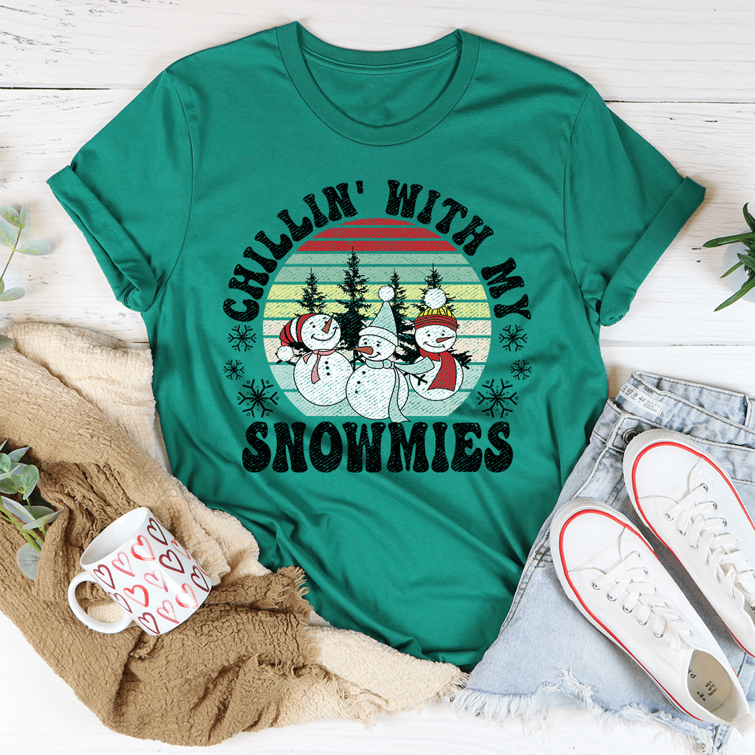 Chillin' With My Snowmies Tee featuring playful graphics on a soft cotton fabric.