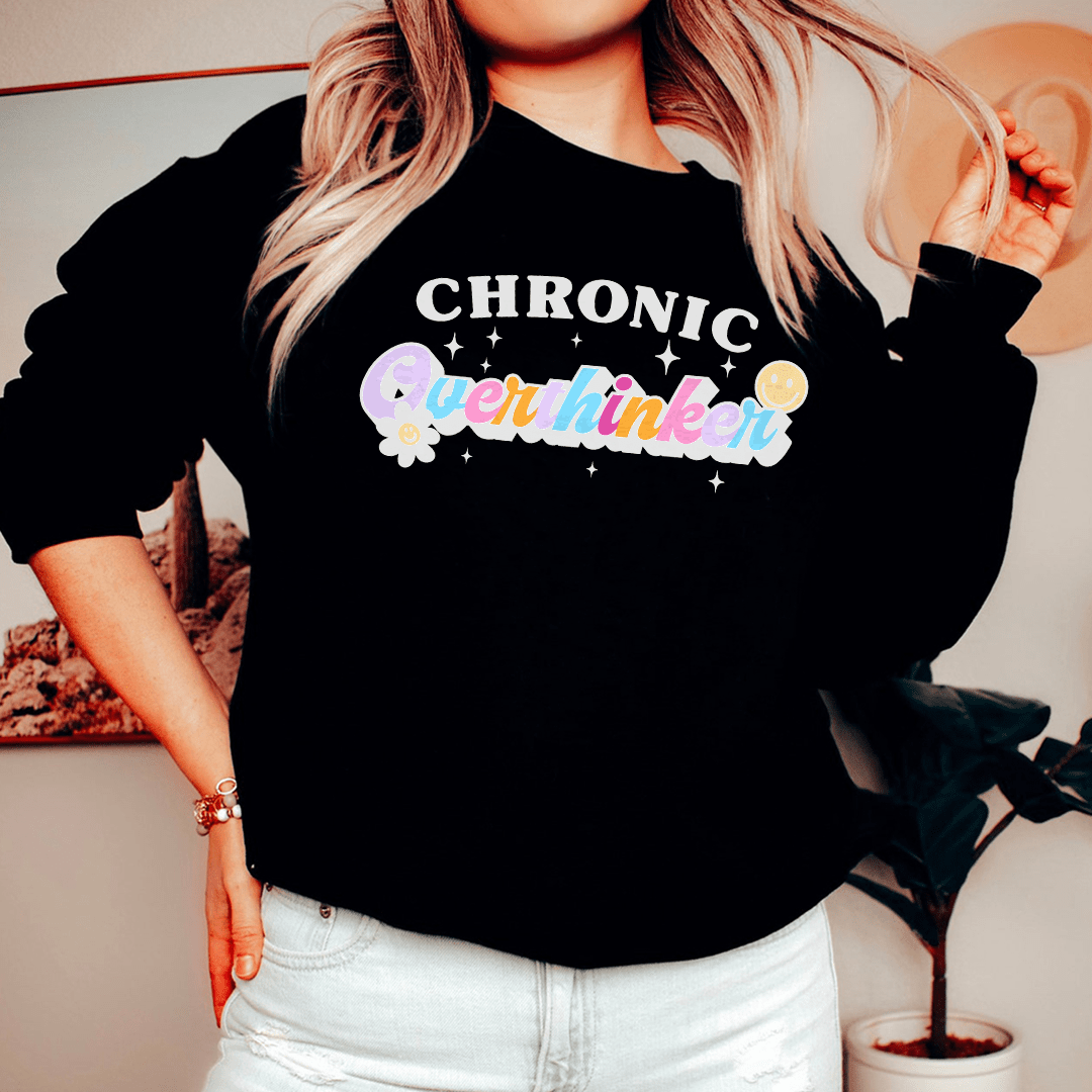 Chronic Overthinker sweats featuring a cozy fleece lining and adjustable cuffs, designed by top artists.