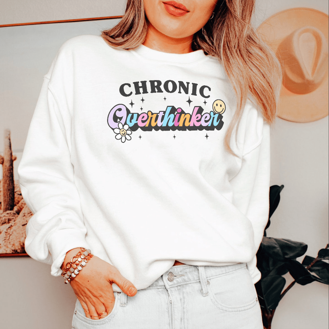 Chronic Overthinker sweats featuring a cozy fleece lining and adjustable cuffs, designed by top artists.