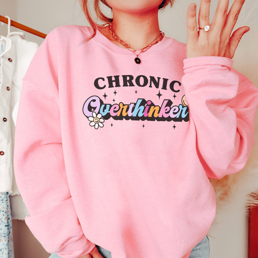 Chronic Overthinker sweats featuring a cozy fleece lining and adjustable cuffs, designed by top artists.