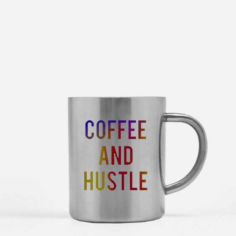 Coffee And Hustle Gold & Silver Mug with elegant design and gold metallic coating, perfect for coffee lovers.