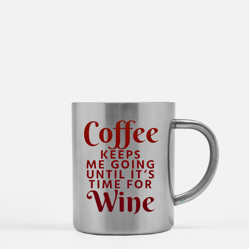 Elegant gold and silver ceramic mug with coffee and wine design, perfect for stylish beverage enjoyment.