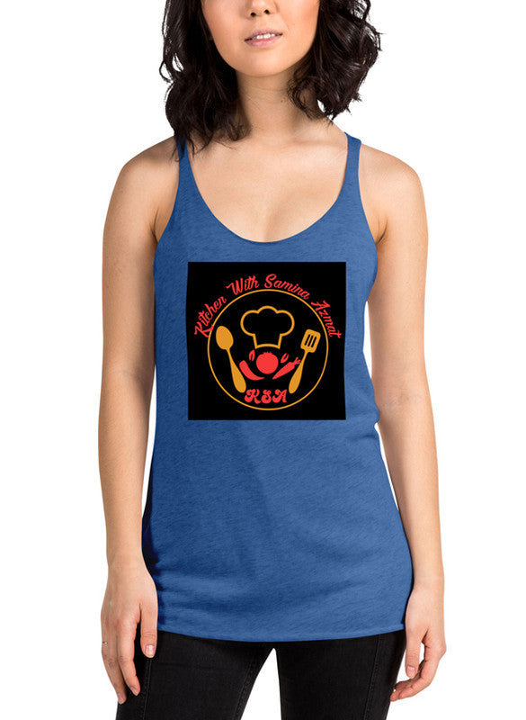 Cooking Black Women Tank Top featuring a racer back design and curved hem, made from quick-drying fabric.