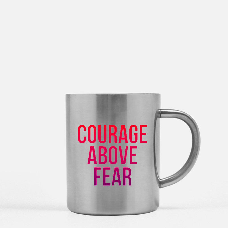 Courage Above Fear Gold & Silver Mug with elegant design and gold metallic coating, perfect for coffee or tea.