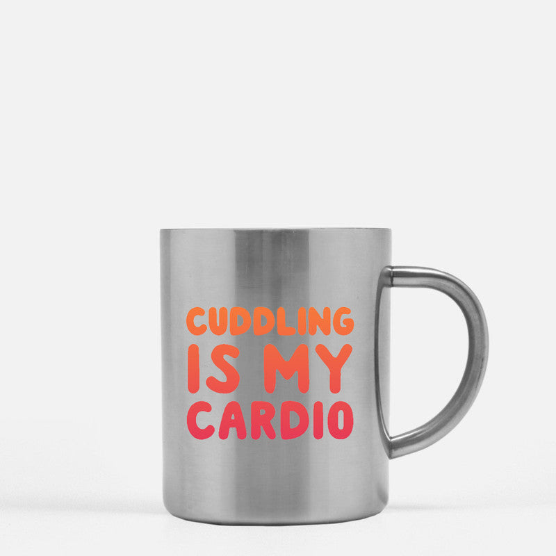 Cuddling Is My Cardio Gold & Silver Mug with elegant design and metallic finish.