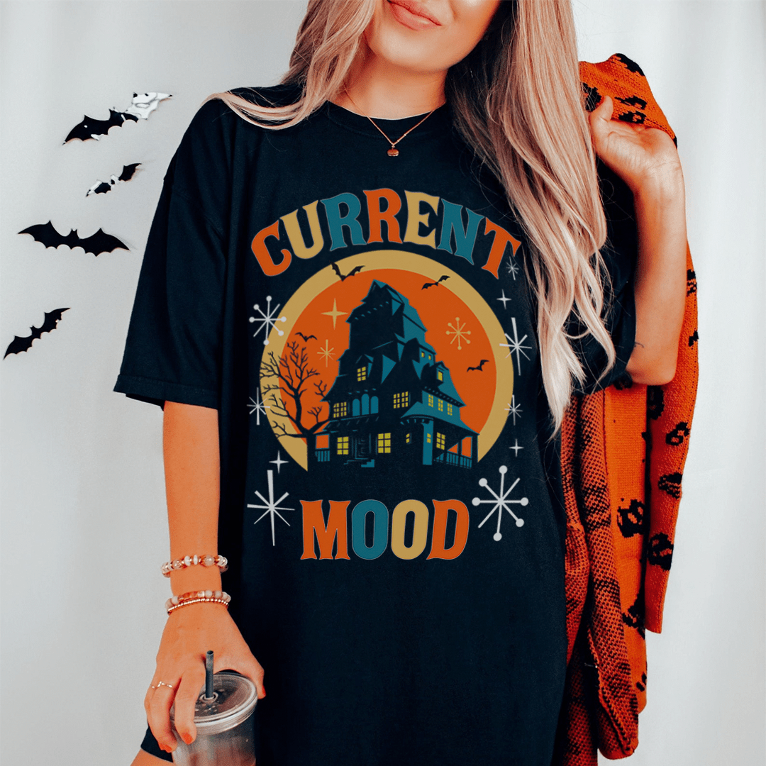 Current Mood Halloween Tee featuring a festive design, made from soft ring-spun cotton with durable stitching.