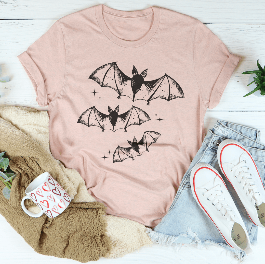 Cute Little Bats T-Shirt featuring a charming bat design on a soft cotton fabric, perfect for casual wear.