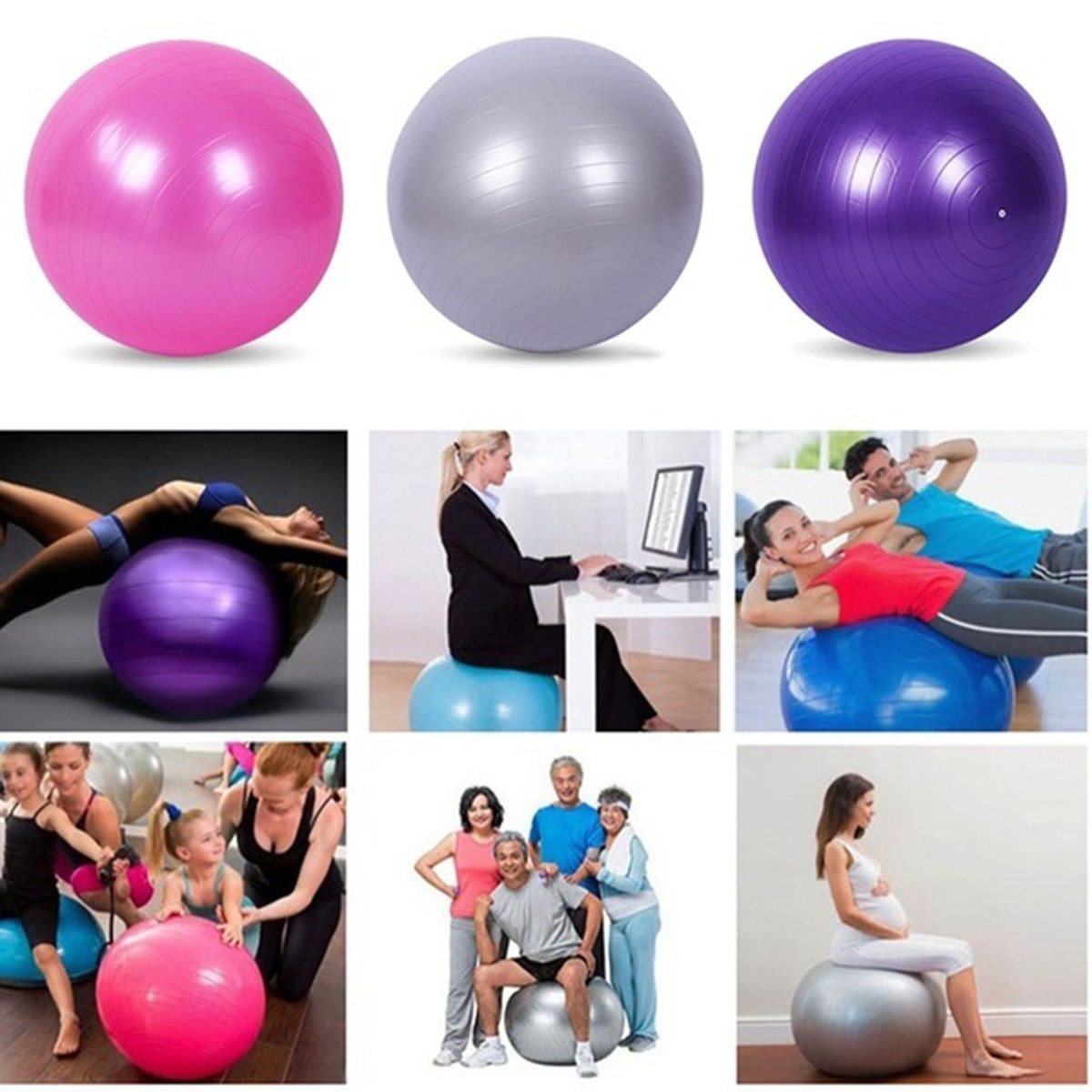 Deluxe Yoga Fitness 5 pcs Exercise Set including yoga mat, Pilates ball, skipping rope, and mesh bag for home workouts.