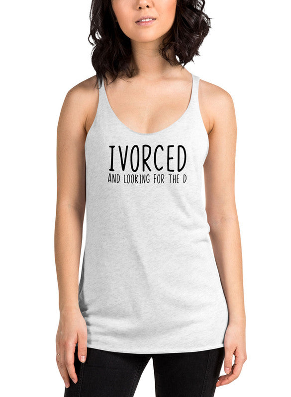 Divorced Black Women Tank Top featuring a racerback design and curved back hem, made from quick-drying Neoteric™ fabric.