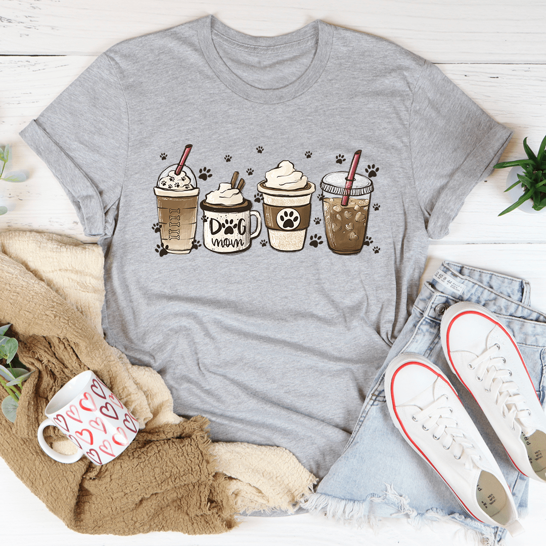 A stylish Dog Mom Fuel Tee made of soft cotton, featuring a comfortable fit and durable stitching, perfect for dog lovers.