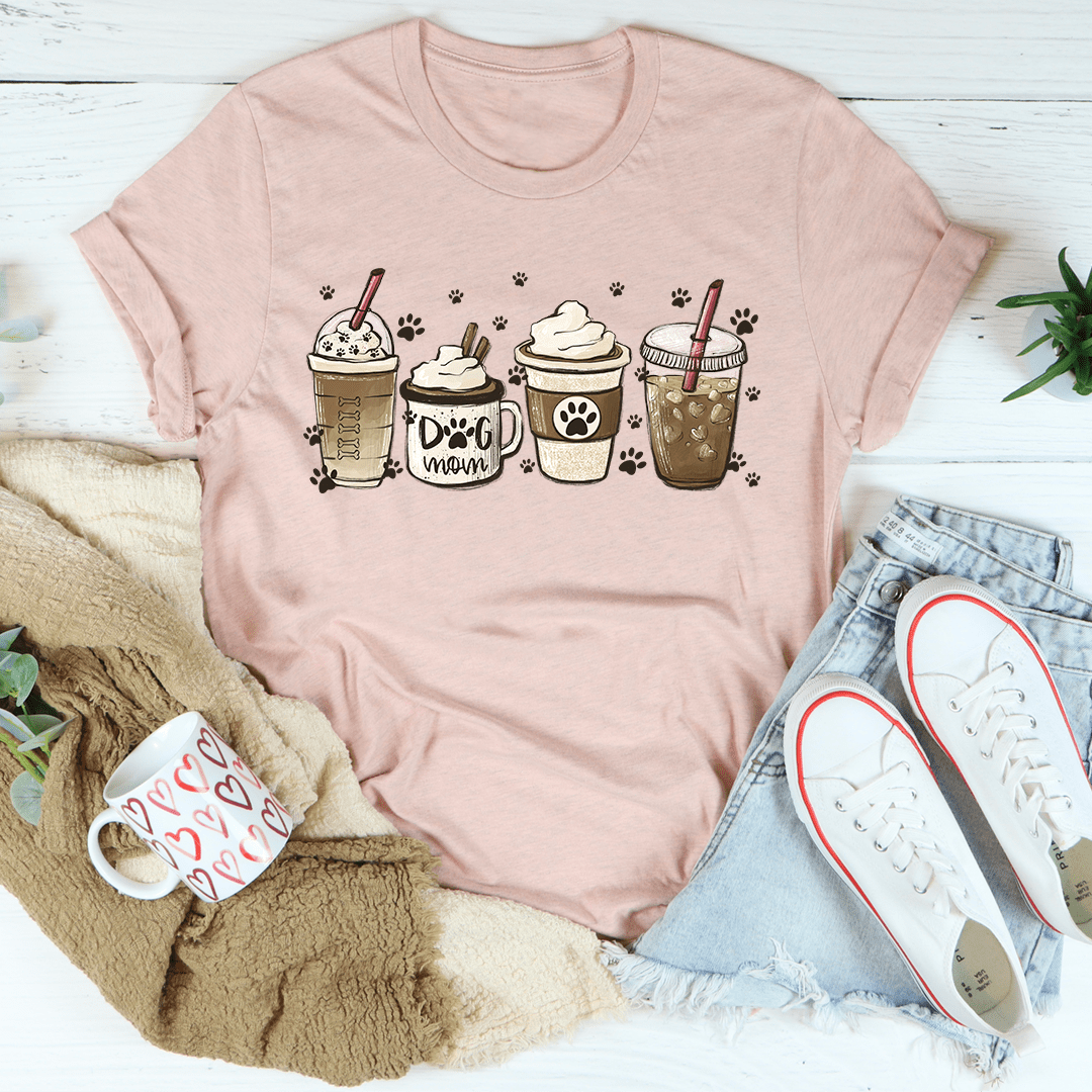 A stylish Dog Mom Fuel Tee made of soft cotton, featuring a comfortable fit and durable stitching, perfect for dog lovers.