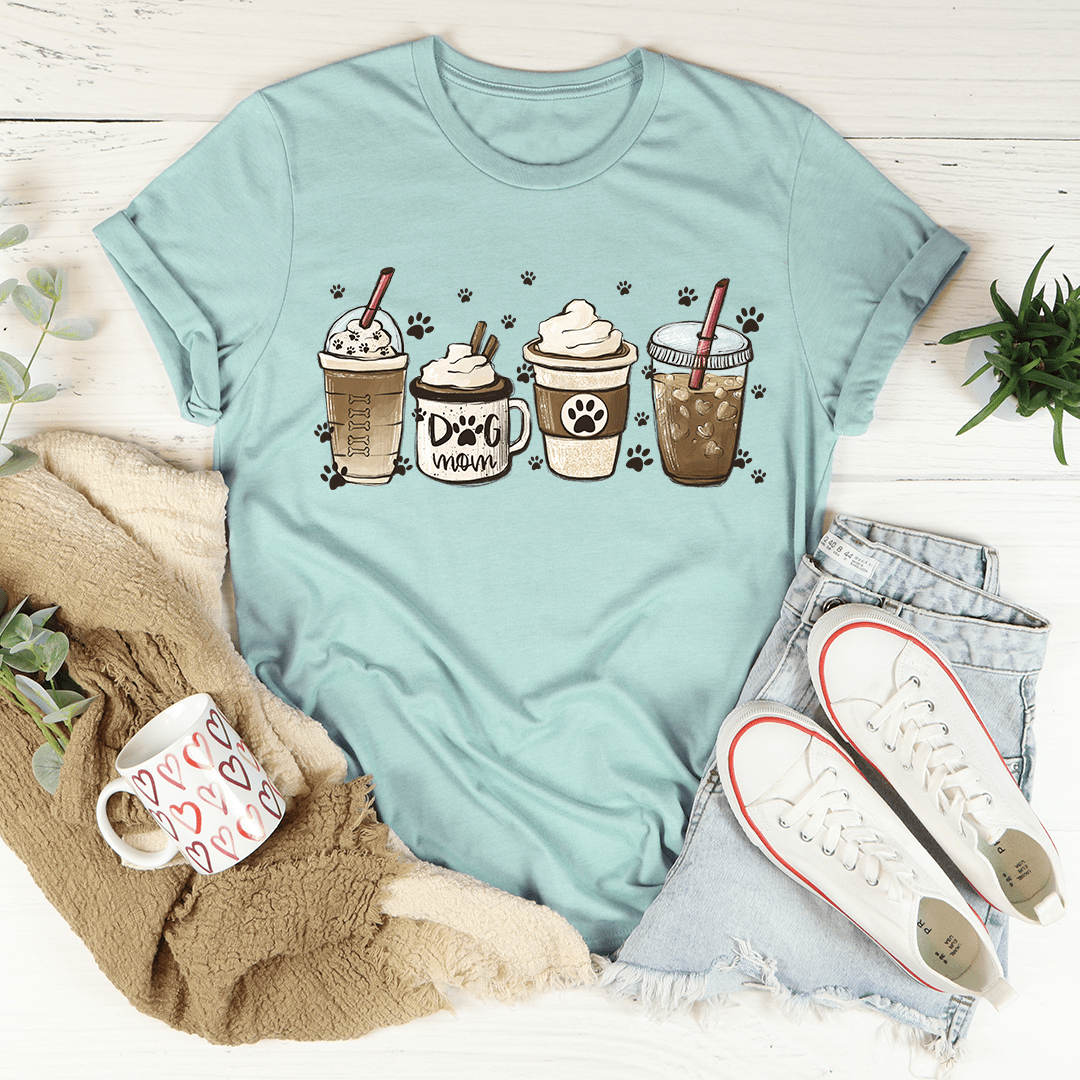 A stylish Dog Mom Fuel Tee made of soft cotton, featuring a comfortable fit and durable stitching, perfect for dog lovers.