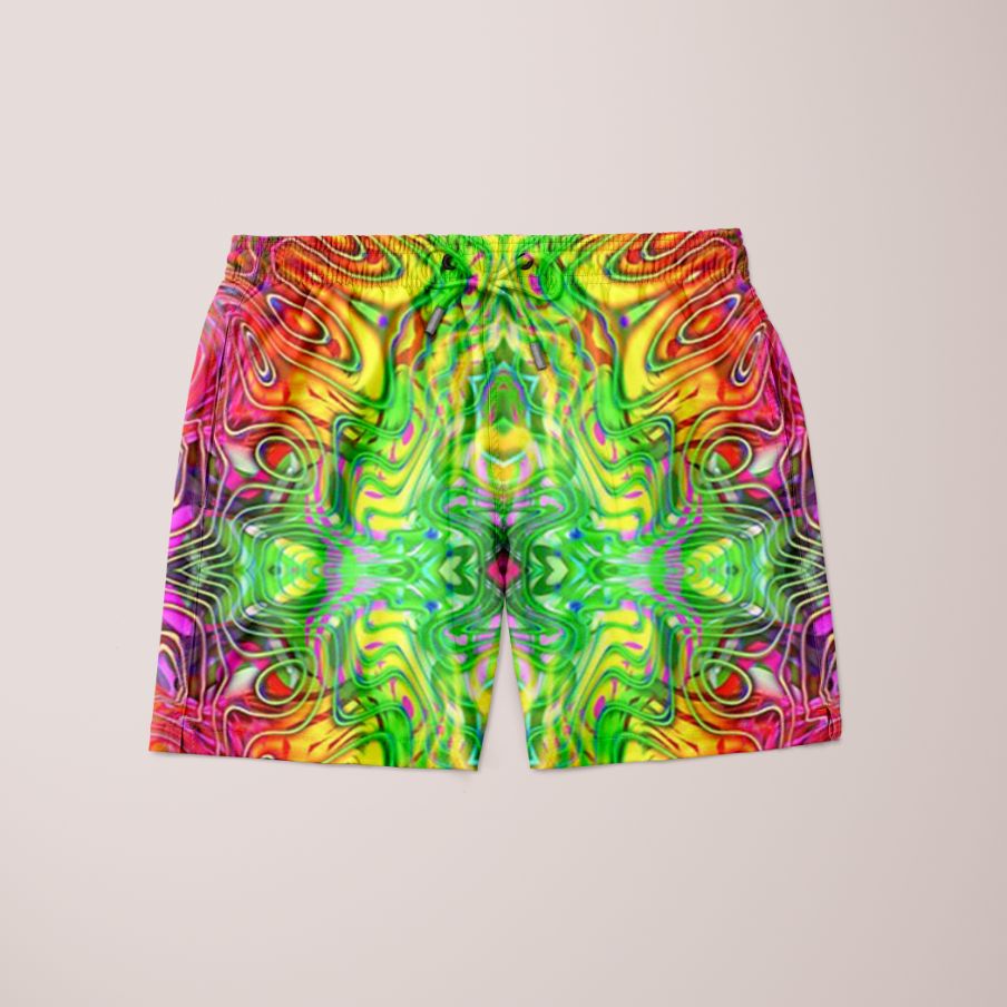 Drakkenhart Shorts featuring a unique full print design, made from 100% microfiber, showcasing a stylish and comfortable fit.