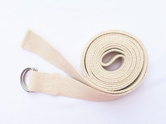 D-ring handwoven cotton yoga strap, 6 feet long, featuring a durable design and adjustable buckle for enhanced yoga practice.