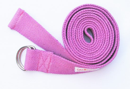 D-ring handwoven cotton yoga strap, 6 feet long, featuring a durable design and adjustable buckle for enhanced yoga practice.