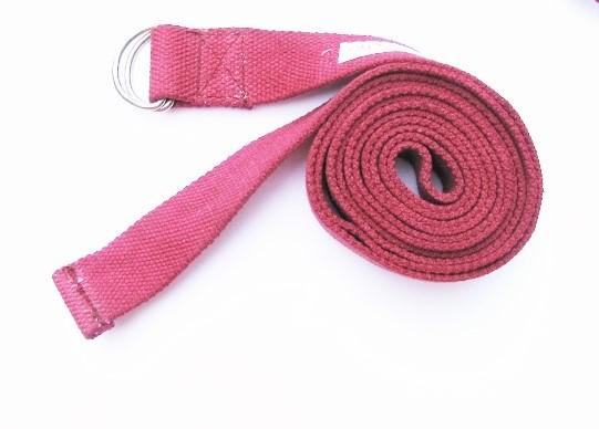 D-ring handwoven cotton yoga strap, 6 feet long, featuring a durable design and adjustable buckle for enhanced yoga practice.