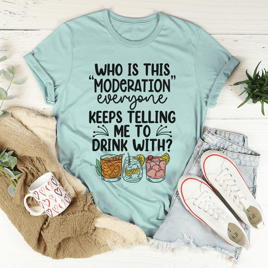 Drink With Moderation T-Shirt made from soft ring-spun cotton, featuring double stitching for durability and a stylish design promoting moderation.