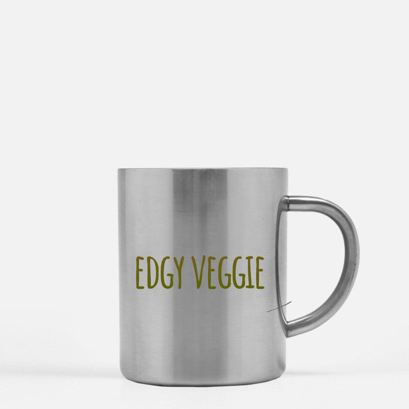 Edgy Veggie Gold & Silver Mug with a stylish metallic finish, showcasing a modern design perfect for beverages.