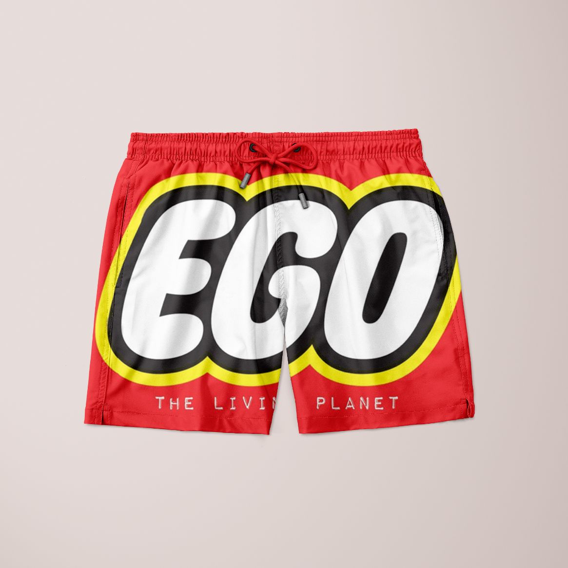 Ego Shorts featuring a unique full print design, made from 100% microfiber, showcasing a stylish and comfortable fit.