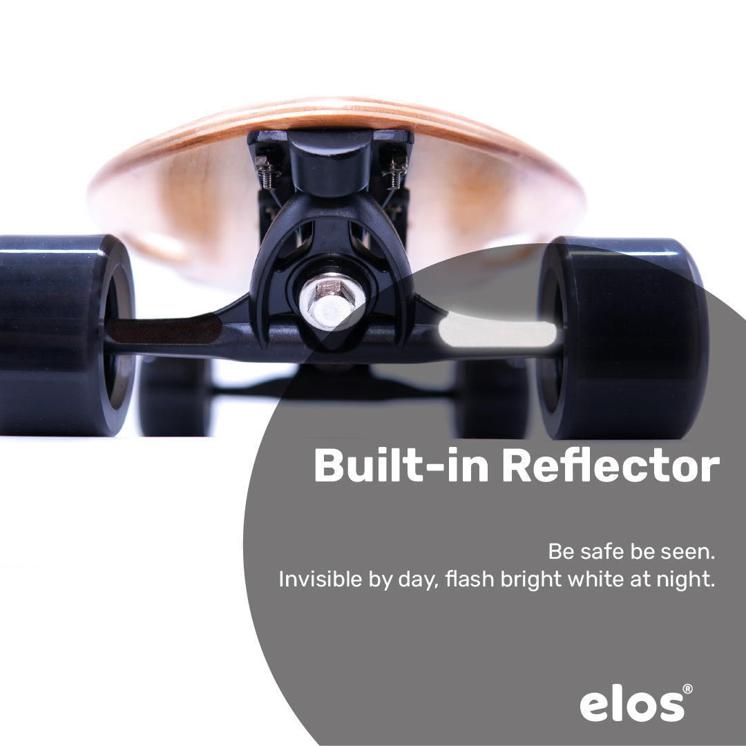 Elos DIY Kit Starter Model in Charcoal Black, showcasing the skateboard components and assembly instructions.