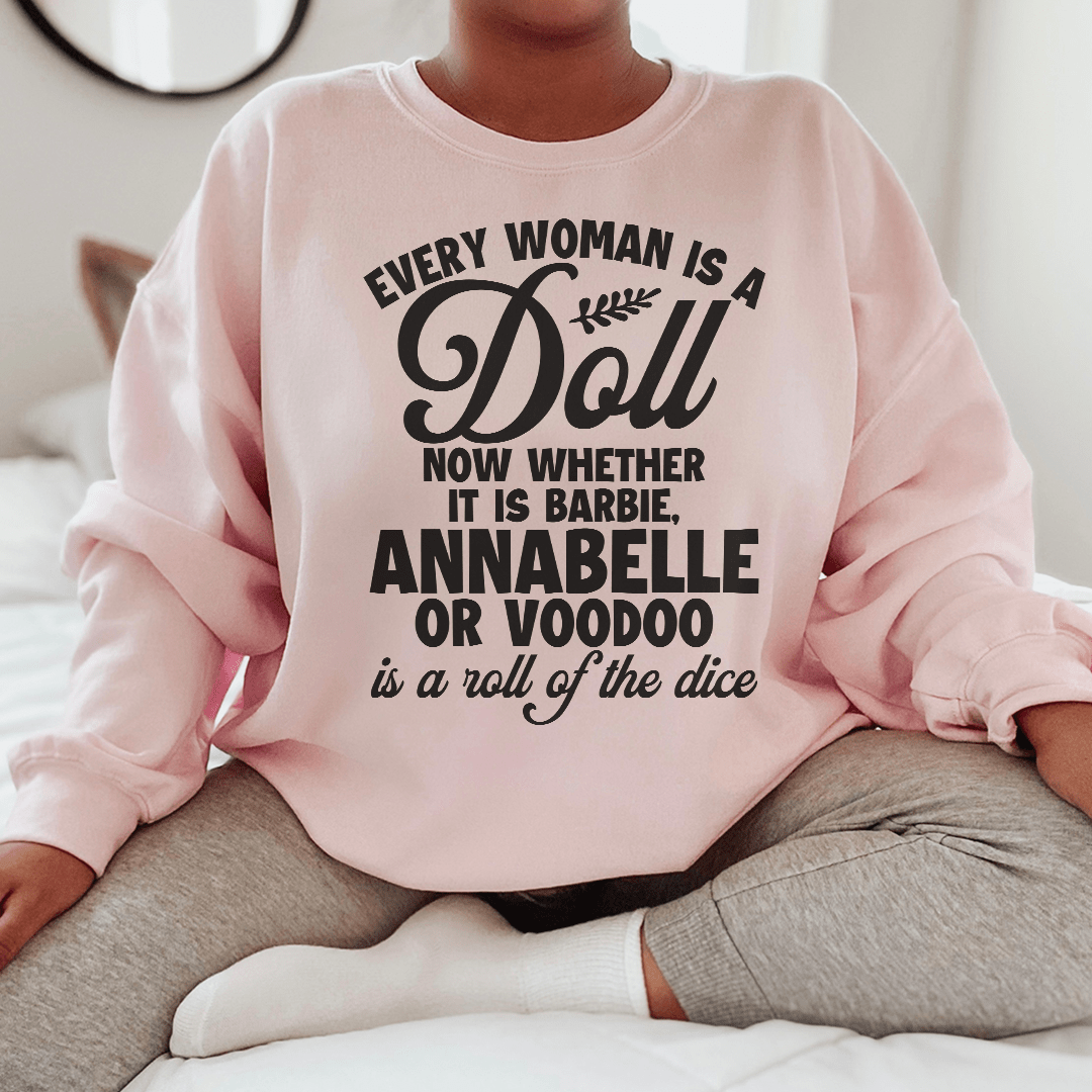 Every Woman Is A Doll sweats featuring unique designs by top artists, made from a cozy cotton/poly fleece blend.