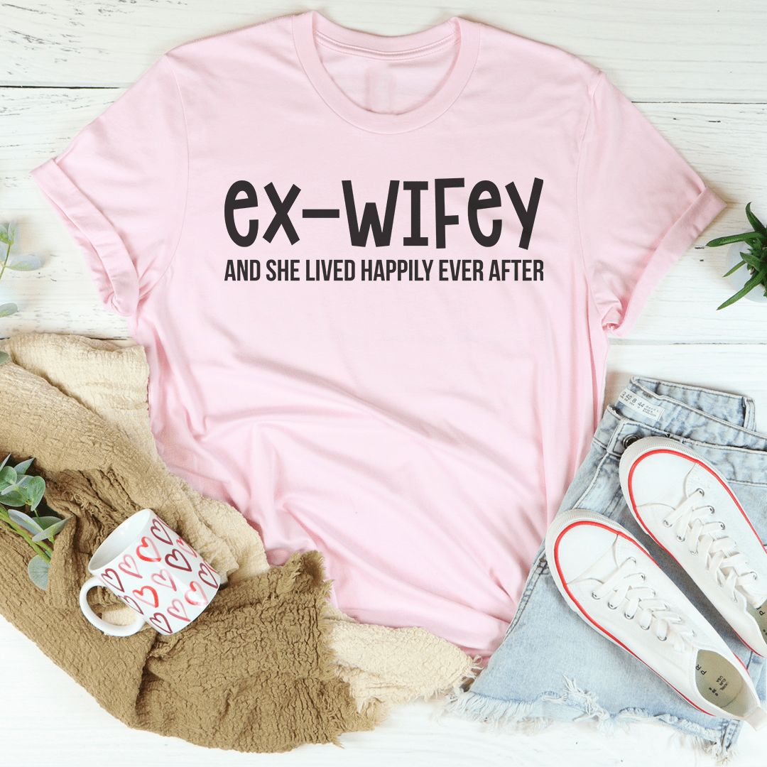 A stylish Ex Wifey Tee made from soft ring-spun cotton, featuring a comfortable fit and durable double stitching.