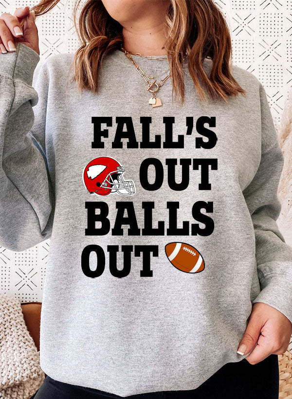 Falls Out Balls Out Sweat Shirt featuring a cozy fleece lining and adjustable cuffs, designed by top artists for a unique style.