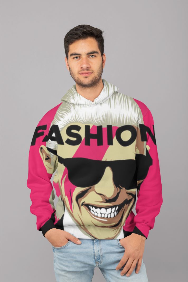 Fashion UNISEX Sublimation Hoodie featuring vibrant prints and soft polyester fabric, ideal for casual wear.