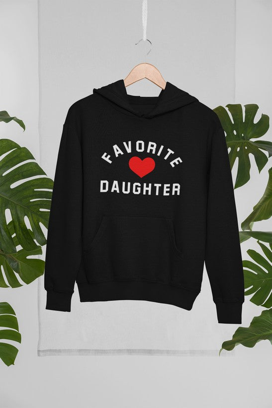 A cozy Favorite Daughter Hoodie featuring unique artistic designs, made from a soft cotton/poly fleece blend, perfect for casual wear.