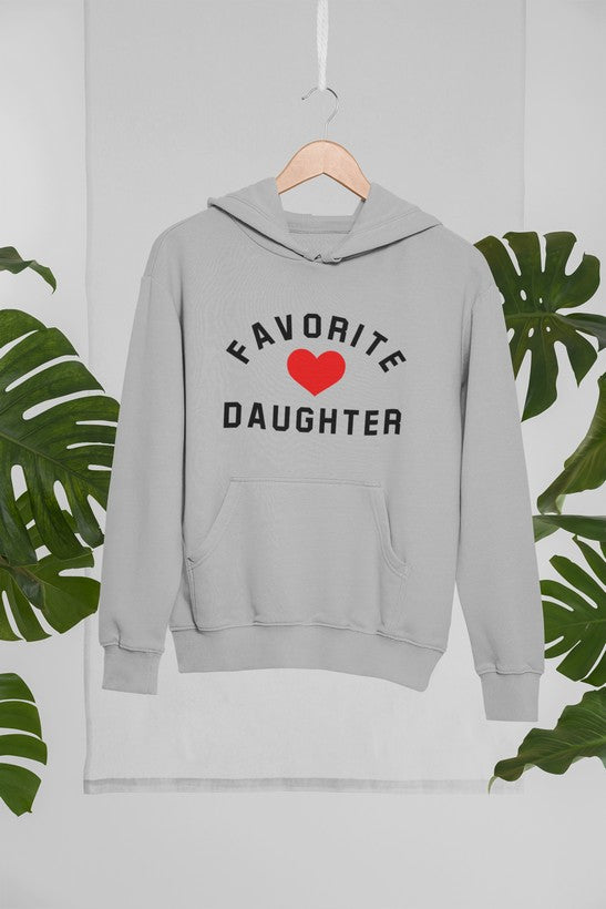 A cozy Favorite Daughter Hoodie featuring unique artistic designs, made from a soft cotton/poly fleece blend, perfect for casual wear.