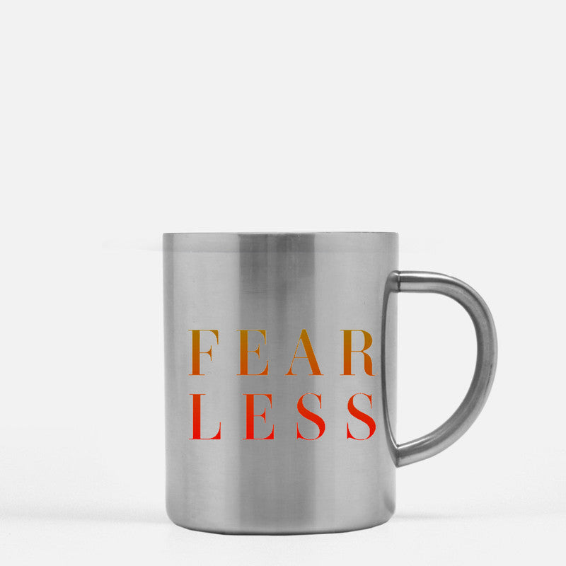 Fearless Gold & Silver Mug with elegant metallic design, ceramic material, and 11 oz capacity.