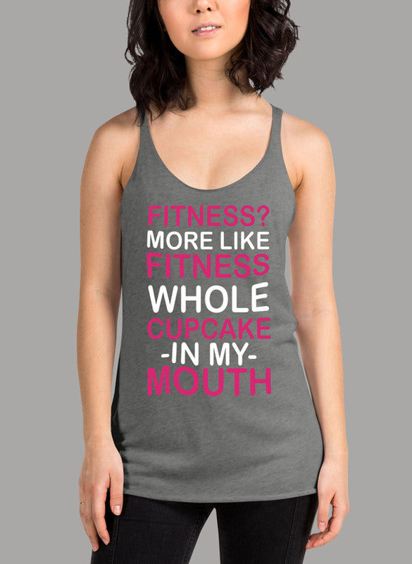 FITNESS MORE LIKE Women Tank Top in various colors, showcasing racer back style and curved hem.