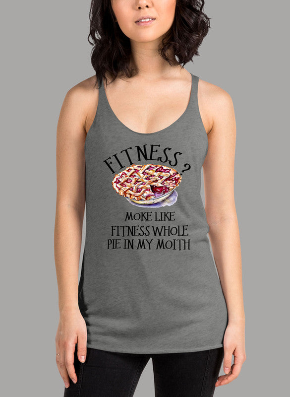 Fitness Pie In My Mouth Women Tank Top featuring a racer back style and curved hem, made from quick-drying Neoteric™ fabric.